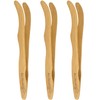 BambooMN 7" Reusable Bamboo Toast Tongs, Curved Arms, Carbonized Brown