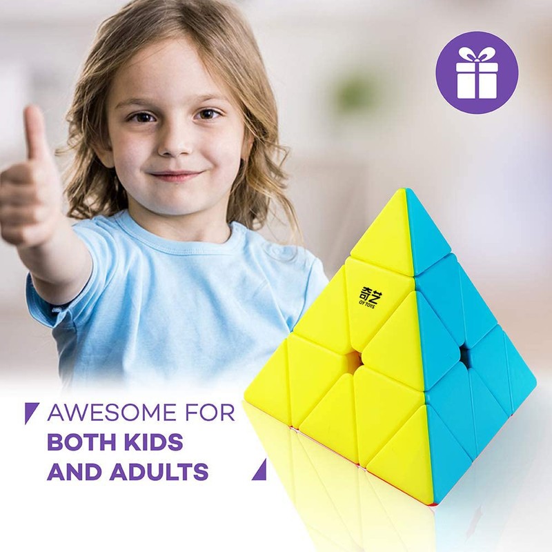 D-FantiX QYTOYS Qiming Pyramid Speed Cube Stickerless Triangle Cube 3x3