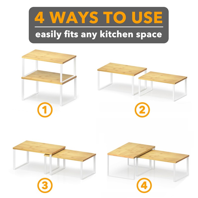 SpaceAid Cabinet Shelf Organizers 2 Pack, Kitchen Counter Rack Shelves