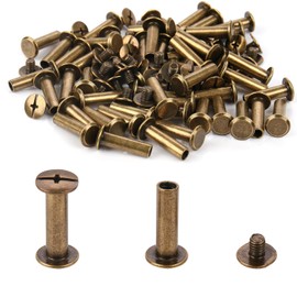 Chicago Binding Screws - 5 mm x 15 mm Binding Post - 9.5 mm Phillips Nut - Chicago Screw Binding Post Set for DIY Leather Decorations, Scrapbooking, Photo Albums, Bookbinding (Bronze, 50 Pieces)