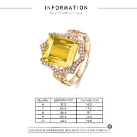 GW Fashion Women Ring Rainbow Color Ring CZ Rings for Women Size in 6# to 10# (Yellow, 9)