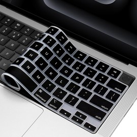 Silicone Keyboard Cover Skin for MacBook Pro 14" 16 inch M4 Pro/Max Chip A3112 A3185 A3401 A3186 A3403 Released in 2024 Touch ID Protector Accessories US/ANSI Layout (Black)