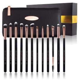 Oscar Charles Rose Gold Eye Makeup Brushes Set 12 Makeup Brushes + Luxury Cosmetic Bag