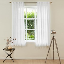 MYSKY HOME - Cortinas cortas para recámara, ventanas pequeñas, cortinas traslúcidas para filtrar la luz, decoración bohemia, estilo rústico, juego de paneles de cocina, baño con filtro de luz,