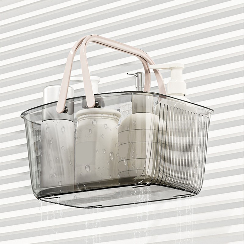 Clear Shower Storage Basket with Handle Drainage Holes Lightweight Shower