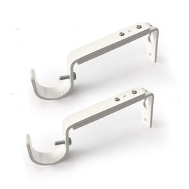 Curtain Rod Brackets Heavy Duty Drapery Hardware Adjustable Rod Holders for 7/8 or 1 Inch Rods, Set of 3 (White, fits rods up to 1 inch)