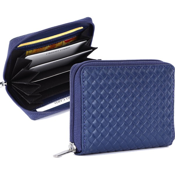 Genuine Leather 12 Credit or Debit Card Holder Blue |