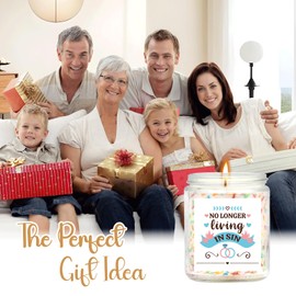 Goiicoln Wedding Gifts for Newlyweds, Funny Engagement Gifts, Gift for Bride Groom to Be, Funny Engaged Gift for Him Her, Bachelorette Party Decoration, Scented Candle, No Longer Living in Sin