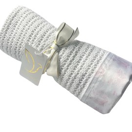 The Gilded Bird Baby Cellular Blanket for Pram 100cm x 75cm, Organic Cotton, Super Soft Fibres, Machine Washable - Spring Toile Pink