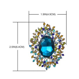 YOQUCOL - Broche de diamantes de imitación de cristal de circonio cúbico, color azul brillante, para mujer