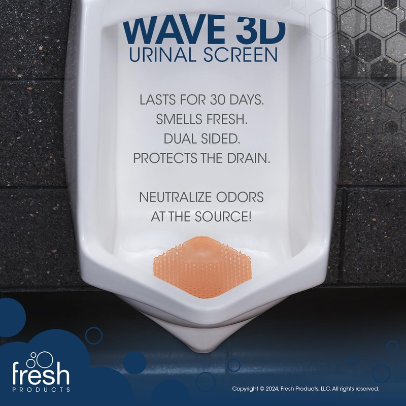 Wave 3D Urinal Deodorizer Screen, Mango Scent, Orange, 10/Box