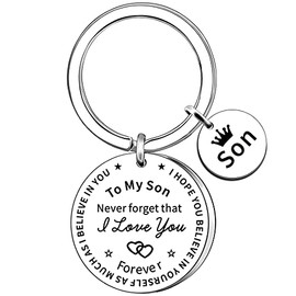 AMZQ Son Keyring Inspirational Gifts for Son from Mum Dad Birthday Graduation Gifts