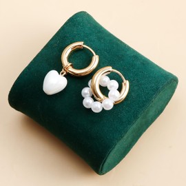 DIAMANTIO 18K Gold Plated, Pearl Hoop Earrings – 2-in-1 Detachable Heart & Pearl Dangle Earrings, Elegant Statement Jewelry for Everyday & Special Occasions