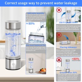 2024 Hydrogen Water Bottle, Portable Hydrogen Water Bottle Generator, 3Min Quick Electrolysis,Hydrogen Water Ionizer Glass Health Cup Suitable for Travel, Exercise,Home,Gift for Love(Red)
