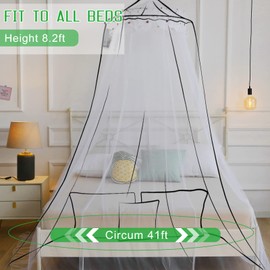 Mosquito Net Bed Canopy for Girls,King Canopy Bed Curtains Queen Size from Ceiling,Dome Mosquito Netting Bed Tent Twin Girls Canopy Bed Decor for Baby Crib,Kid Bed and Adult Beds (White lace-Dome)
