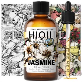 HIQILI Jasmine Fragrance Oil for Aromatherapy Diffuser, Floral Scent for Candle, Perfume Making, Skin Care, Laundry Essential Oil - 1 Fl Oz