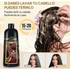 Shampoo 3 En 1 Tinte Natural Orgánico  Organic Natural Hair Dye Shampoo, Anti-Hair Loss                                                               