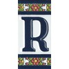 Spanish Flower Letter R Ceramic Tiles with Frame