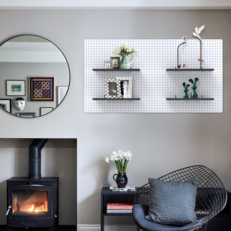 PEKGRIL 17X8 Inch Large Pegboard Shelves Set of 4, Metal