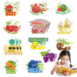 Pegatinas para rascar y oler – 60 hojas de pegatinas para niños en el aula y recompensa, 12 incentivos de frutas diferentes para estudiantes y estudiantes