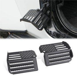 Foot Pegs with US Flag for Wrangler JK JL Gladiator JT 2007 to 2025 Door Hinge Footrests with Anti-Slip Surface & 120°Ergonomic