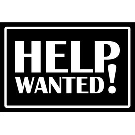 Help wanted, black and white sign - 1mm flexible Plastic sign (200mm x 150mm)
