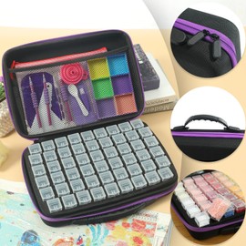 Douorgan Diamond Painting Storage Containers 240 Slots Diamond Painting Accessories and Tools Portable Diamond Painting Organizer Shockproof Diamond Art Storage Case Beads Storage Box(240 Jars)