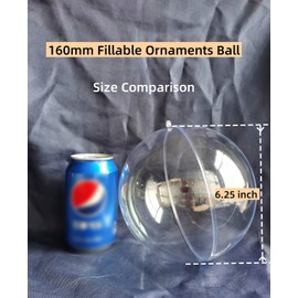 KENAST - Bola de adornos de plástico transparente, adornos para Navidad, boda, fiesta, decoración del hogar (160 mm de diámetro/2 piezas)