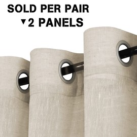 H.VERSAILTEX Cortinas de lino natural semitransparentes con ojales de níquel, 2 paneles, cortinas de material suave y rico para recámara/sala de estar, 132 x 137cm / 52 x 54 pulgadas, color lino