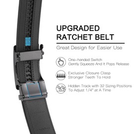 SENDEFN Men's Leather Belts 1 3/8" Automatic Ratchet Belts Adjustable Casual Buckle Belts for Dress with Gift Box