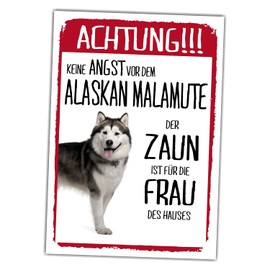 Alaskan Malamute Sign Warning Fence Woman Saying Door Sign Dog Sign Fun Cool Design Gift Idea Beautiful Saying Dog Motif Aluminium Weatherproof Dog Sign