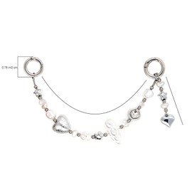 Double Key Ring Silver White Gradient Heart Star Pearl Cloud Chain Phone Charm Y2K Keychain Accessories Aesthetic Crystal Stars Pearls Phone Bag Purse Chain Key Chains Women Cute Bag Charms Keychains