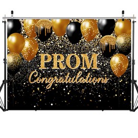 SJOLOON Prom Backdrop Glitter Photo Backdrop Black and Gold Backdrop Graduation Backdrop for Party Decoration Banner Photoshoot 12546 (8x6FT)