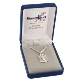 Heartland Store Women's Sterling Silver Miraculous Pendant with Flowers + 18 Inch Rhodium Plated Chain & Clasp| USA Made
