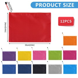 Bekecidi 12 PCS A4 Zip File Bags, Waterproof Zip Wallets Document Holder Zipper Pouch File Pockets Folder Colorful Zip Lock Storage Bags for Office, School, Home, Travel