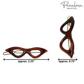 Parcelona French Retro Glasses Small 2 1/4” Celluloid Set of 8 Side Slide In Hair Clip Barrettes