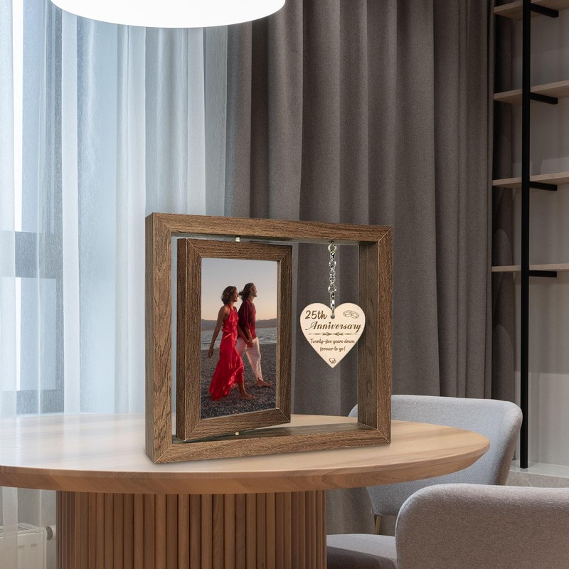 25th Wedding Anniversary Wood Photo Frame Gifts Silver Anniversary for