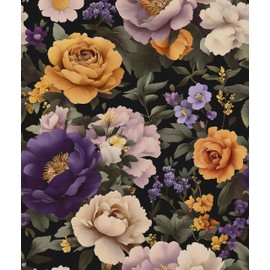 Floral Wallpaper Peel and Stick Boho Flower Contact Paper Colorful Botanical Leaf Wallpaper Removable Self Adhesive Vinyl Wall Mural Wall Paper for Bathroom Cabinet Kitchen Bedroom 17.5in x 9.8ft