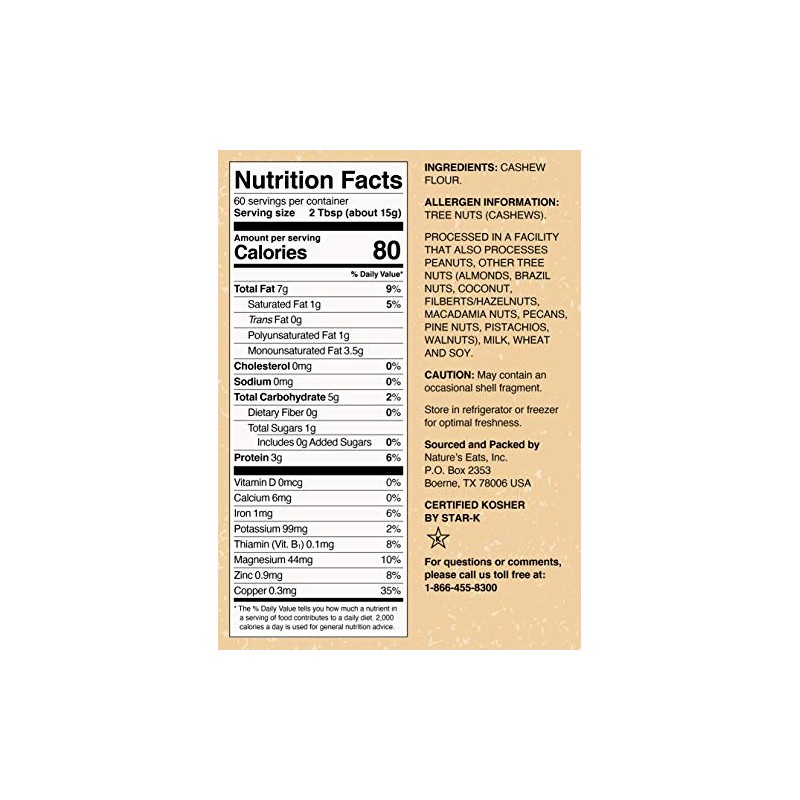 Nature's Eats Cashew Flour Finely Ground, 32 Ounce