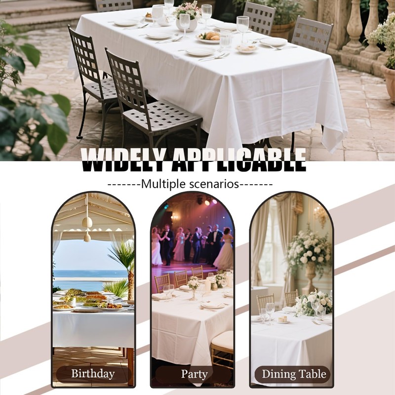 12 Pack White Tablecloths for Rectangle Tables, 60 x 126