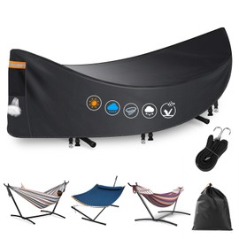 Hammock Cover,Heavy Duty 420D Covers for Outdoor Waterproof,Breathable Hammock Dust Protector with Air Vent,Waterproof Strip,3 Windproof Buckles，Universal Cover Fits for 11-12ft Stand