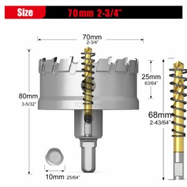 GSTK Upgrade Heavy Duty Carbide Hole Saw,Metal Steel Hole Saw Drill Bit,TCT Hole Cutter-Alloy Hardness Upgrade, Life Upgrade,Use for Stainless Steel, mild Steel, Iron, Copper,etc (70mm|2-3/4")