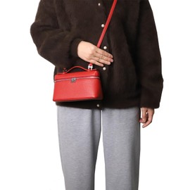 Crossbody Bag for Women Top-Handle Pouch Bag Designer Shoulder Leather Handbag Trendy Purse (Red)