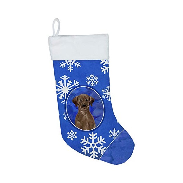 Caroline's Treasures CK3937CS Winter Snowflakes Chocolate Labrador Retriever Christmas Stocking,