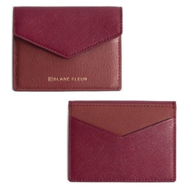 maskfactory Slim Leather Card Wallet, Folding, Snap Button, Lanyard set (style B - Folding, Burgundy), Burgundy, Belt Wallet