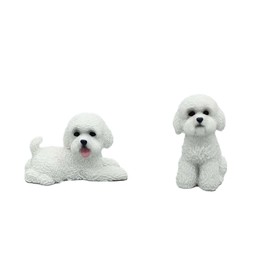 Eyepkildly Car Decoration Cute Mini Simulation Bichon Frise Dog Car Dashboard Decoration Center Console Interior Ornaments (White)