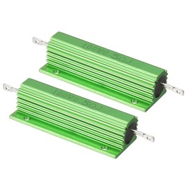 PATIKIL 100W 0.5 Ohm Aluminum Shell Resistor, 2 Pack Aluminum Housing Resistor Housed Case Wirewound Resistors Screw Tap Power Resistor 5% Tolerance, Green