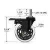 Slipstick 3 Inch Rubber Caster Wheels with Brake Locks (4