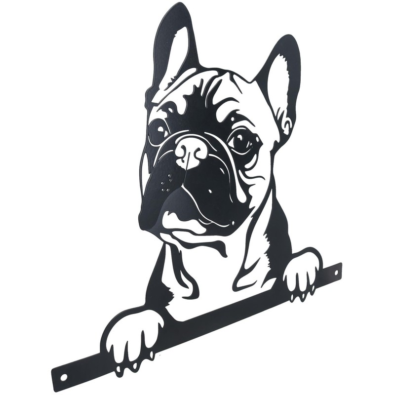 AB Tools Black Metal Peeking Frenchie Silhouette with Fixing Plate