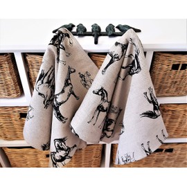 A Pair of Linen Cotton Tea Towels Kitchen Towels Horses (pack of 2 towels)